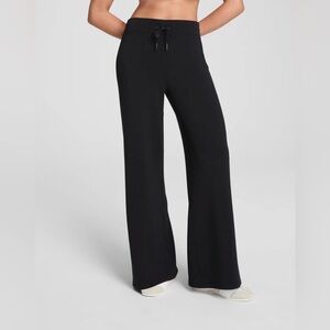 Spanx Black Wide Leg Air Essentials Drawstring Pull On Casual Pants sz MP